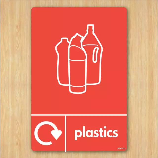 Plastics Sign A5 148x210mm Self-adhesive Vinyl Sticker WRAP Recycle Now