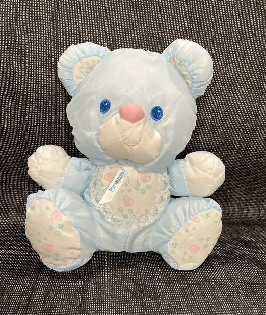 Vtg 1994 Fisher-Price Puffalump Blue Bear Rattle Plush-Infant Baby Nursery-Htf