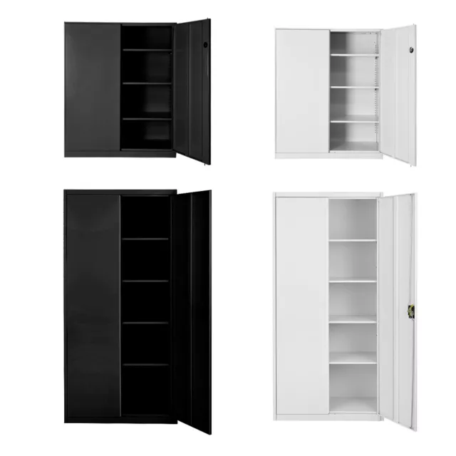 Metal Cupboard Storage Cabinet with 2 Doors for Office Laundry Workshop Garage