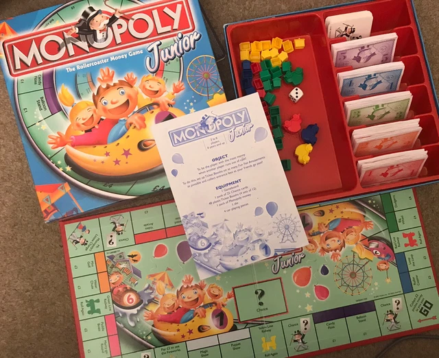 MONOPOLY JUNIOR The Roller Coaster Money Game By Hasbro Complete