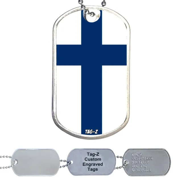 Finland Flag Military Dog Tag Necklace - Customized - Tag-Z