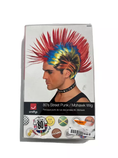 Smiffys 80's Street Punk Mohawk Wig NEW Halloween Colorful Adult wig