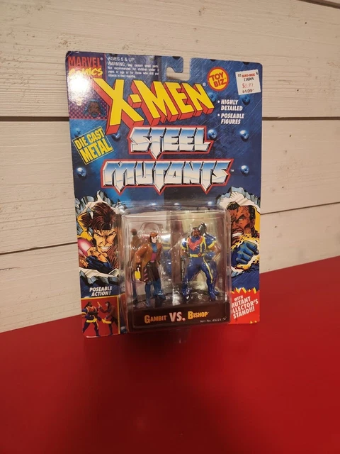 Marvel XMen Steel Mutants GAMBIT vs BISHOP Die Cast Metal Toy Biz Figure New