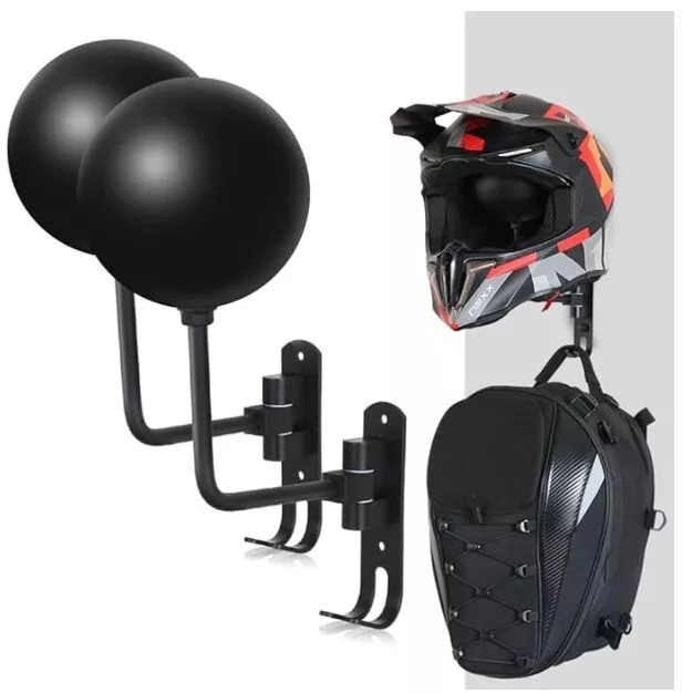 Motorcycle Bike Helmet Rack Holder Hook Hanger Stand Display Steel Wall Mount