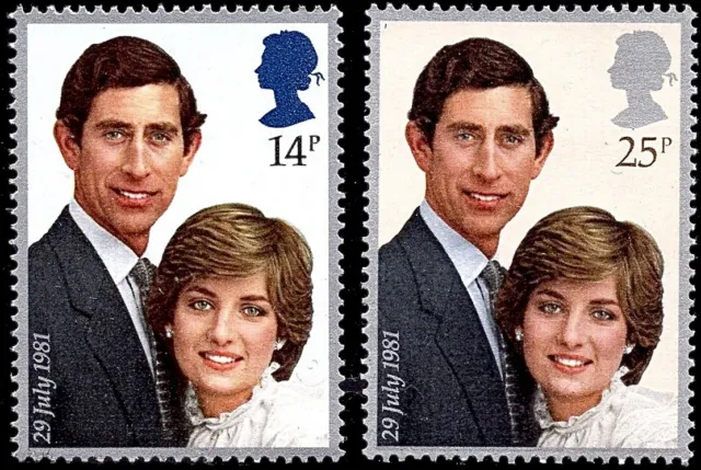 1981 Royal Mail GB Charles & Diana Royal Wedding Set of 2 Mint Stamps MNH