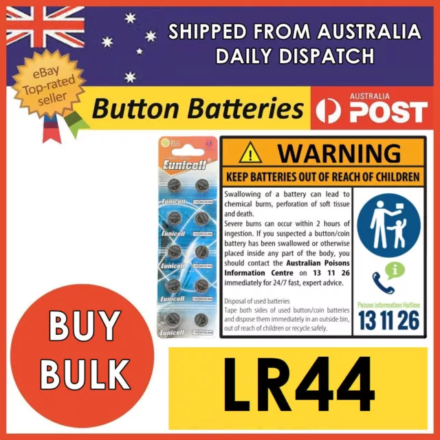 LR44 Batteries Genuine AG13 A76 675 1166A L1154 Alkaline Button Battery 1.5V