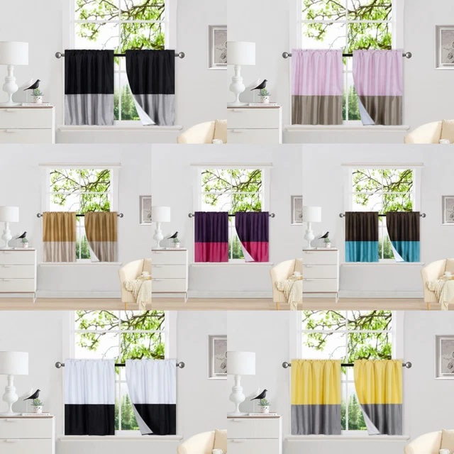 1 Set Mix Color Patchwork Small Panels Lined Window Curtain Drape Tier 36" Long