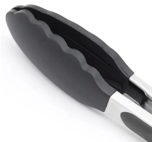 Cooking Food Tongs 9" Silicone Tip Frying Salad BBQ kitchen Utensil Serving