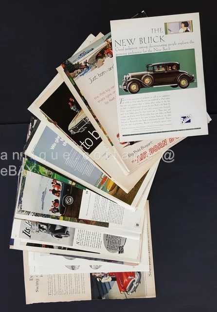 LOT 1923-93 antique vintage 35pc BUICK MAGAZINE AD automobile car ROADSTER SUPER