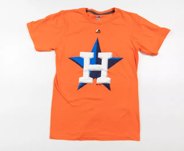 Houston Astros Shirt Adult Small Orange Short Sleeve MLB Baseball Graphic Tee