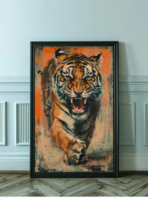 illustration tigre effet peinture Poster Impression Canvas