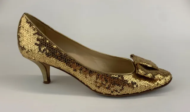 kate spade new york Womens Gold Sequin Detail Pumps Heels Sz US 7.5