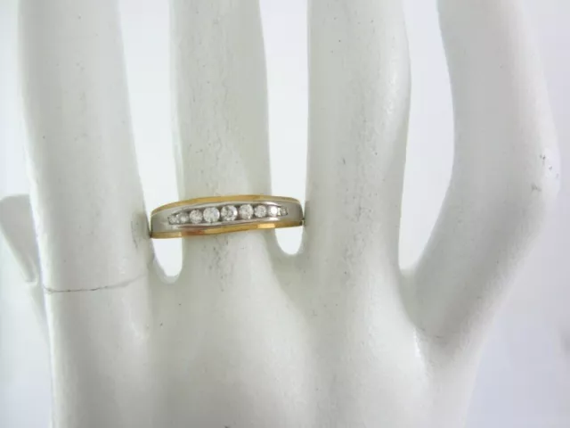 Beautiful 14K Multi-Tone Gold Diamond Channel Wedding Band/Ring .135Ct.     3.3G