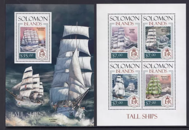 Solomon Islands: MUH Mini Sheet set: 2013 Tall Ships