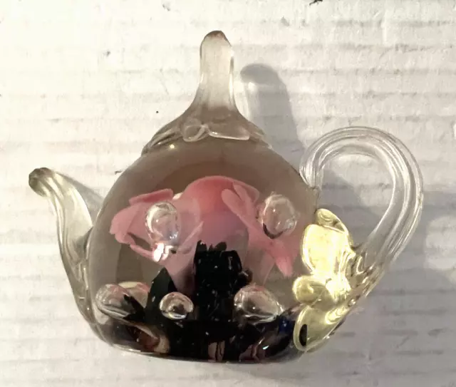 Murano Style Tea Pot Glass Home Decor Estate Sale