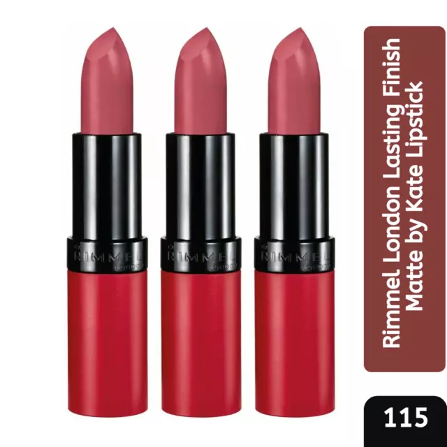 Rimmel London Lipstick Lasting Finish Matte 3 Pack by Kate 115