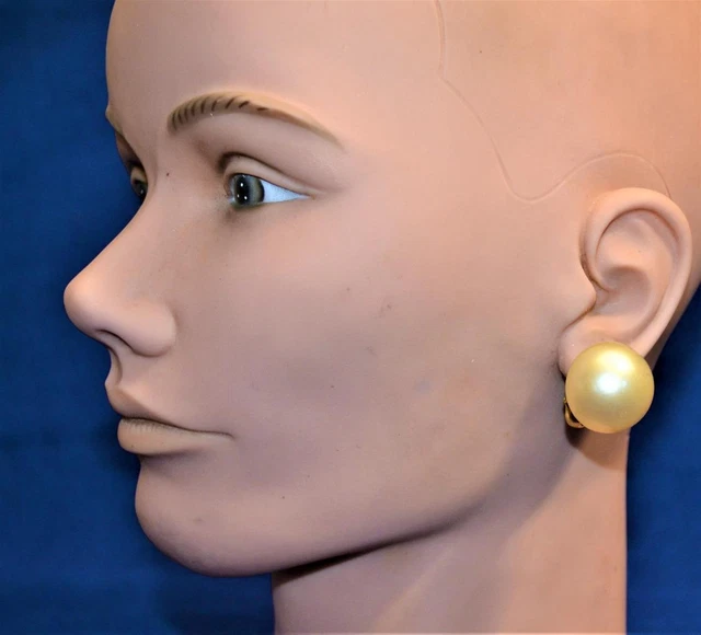 Vintage Signé Napier Doré Faux Perle Omega avec Clip Percé Boucles D'Oreilles