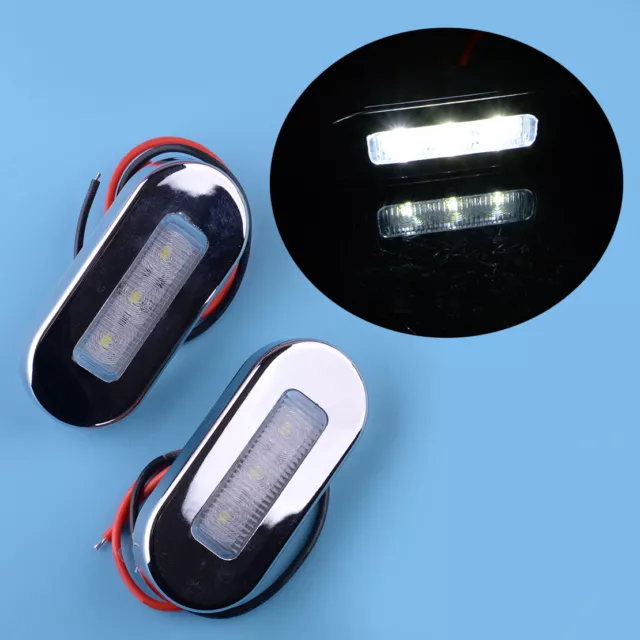 2x White Marine Boat LED Cabin Courtesy Lights Deck Stair Stern Transom Light