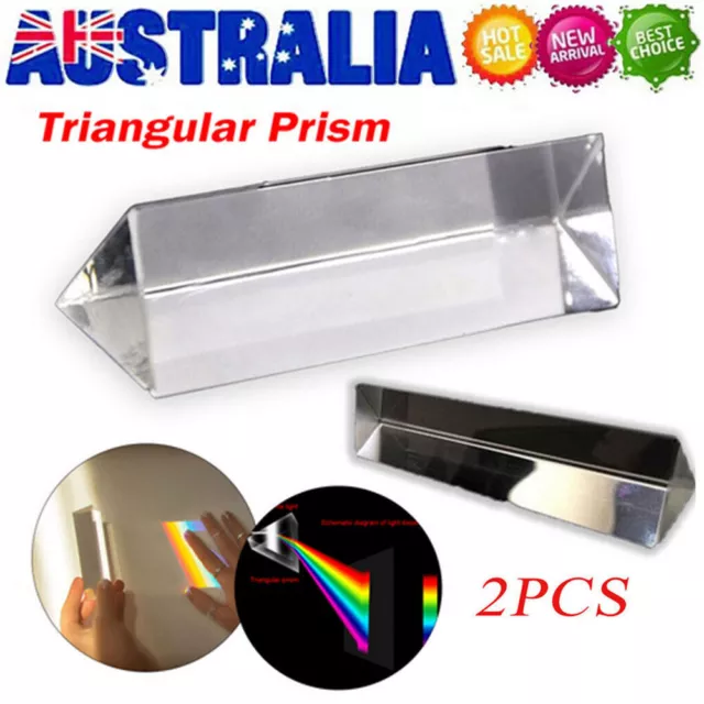 2X Triangular Prism Teaching Optical Glass Crystal Triple Physics Light Spectrum