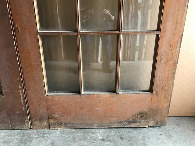 Antique Pair 15 Lite Wood 37x90 French Pocket Doors Room Divider Old VTG 239-23B 14