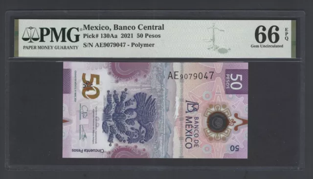 Mexico 50 Pesos 2021 P130Aa Uncirculated Grade 66