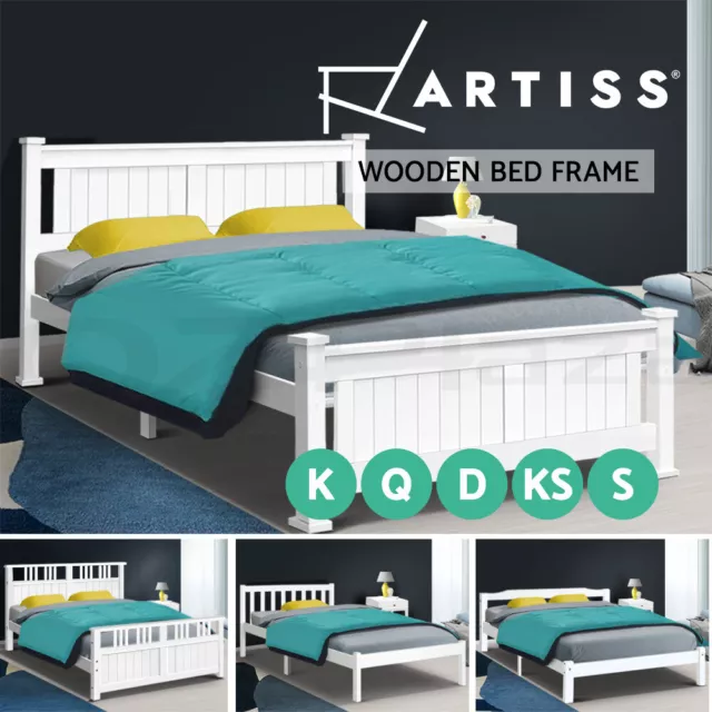 Artiss Wooden Bed Frame Queen Double King Single Full Size Mattress Base Timber