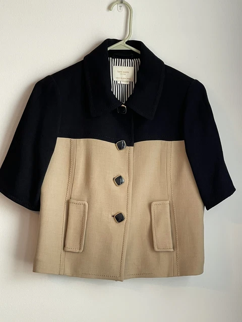Kate Spade Dahlia Blazer Jacket Wool Blend Camel Black 6