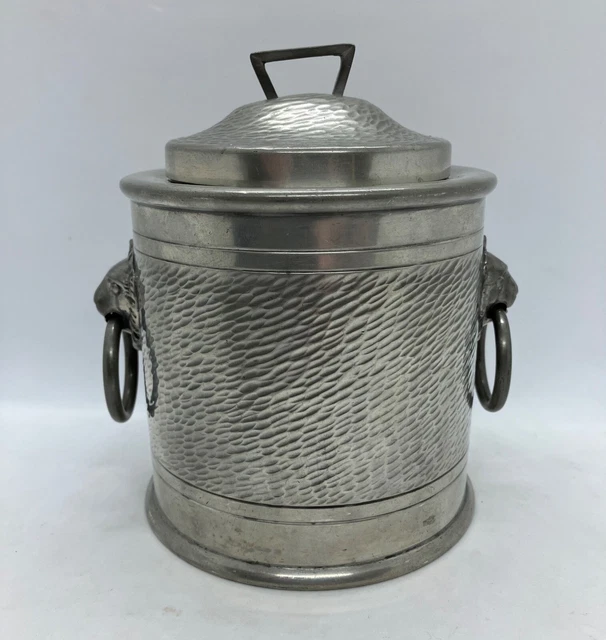 ART DECO HAND Hammered Pewter Tea Caddy / Barrel Knighthood Old