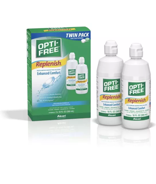 Opti-Free Replenish Multi-Purpose Disinfecting Solution with Lens Case,Twin Pack