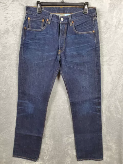 Vtg Levi's Jeans 32x34 Denim 501 Indigo Dark Wash 90s Button Fly Straight Preppy