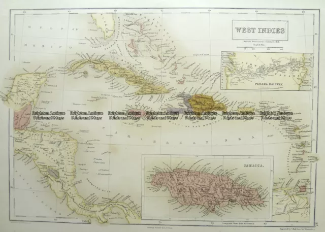 Antique Map 8-186 West Indies by Black c.1862