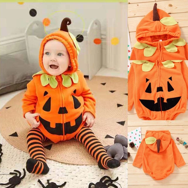 Abiti con cappuccio neonate bambine ragazzi zucca fantasia costume Halloween