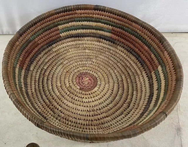 Vintage Hausa Tribal Northern Nigeria Basket Bowl 10”