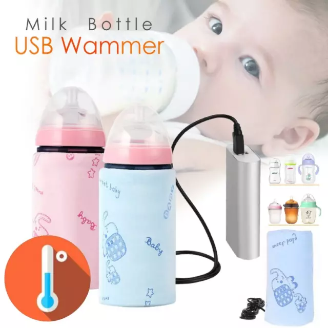 Baby Bottle Warmer Travel Heater Milk Pouch Portable Feeding Thermostat USB Bag