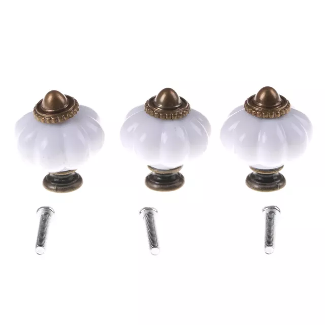 2X White Vintage Style Door Knobs Cabinet Drawer Cupboard Kitchen Pull Handl.jh