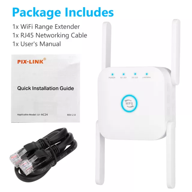 1200Mbps Dual Band Wireless WiFi Extender Repeater Router Range Signal Booster 3