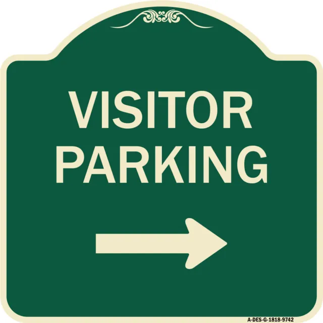 Designer Series - Visitor Parking (With Right Arrow) Black & Gold Metal Sign