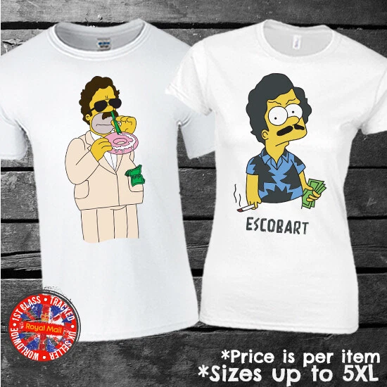 Pablo Escobar Bart Homer Simpson T-shirt Mens Ladies Simpsons Funny Gift Narcos