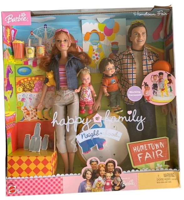 BARBIE HAPPY FAMILY Neighborhood Hometown Fair Set of 4 Dolls Rare BNIB