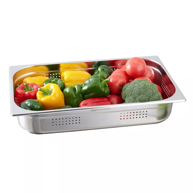 STAINLESS PERFORATED GASTRONORM PAN FULL SIZE 100mm DEEP BAIN MARIE STEAM OVEN