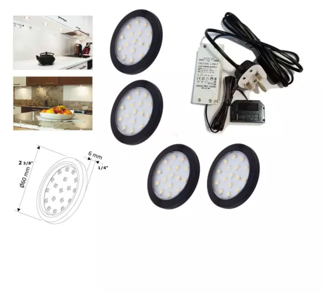 ORBIT Black 1.5W Warm White LED Light Kit Under Cabinet Shelf Cupboard Sets