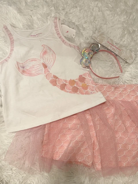 3 Piece Set Tommy Bahama Girls Small 5/6 Mermaid Glitter Set