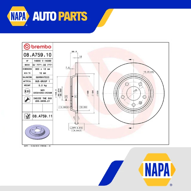 Rear Solid Brake Discs Pair For Citroen Berlingo B9 1.6 1.6D 2008+ Quinton Hazell - View #4
