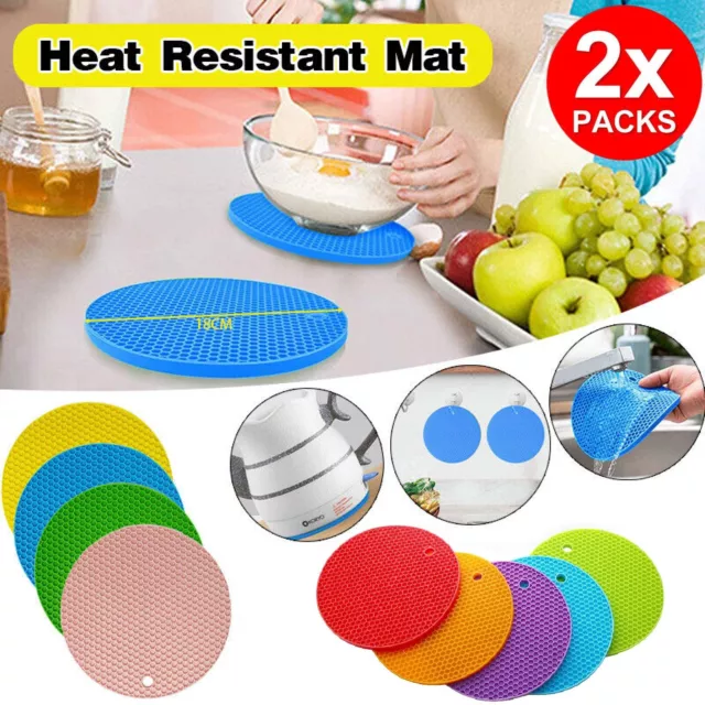 Silicone Heat Resistant Mat Round Non Slip Pot Holder Pad Oven Mitt for Kitchen