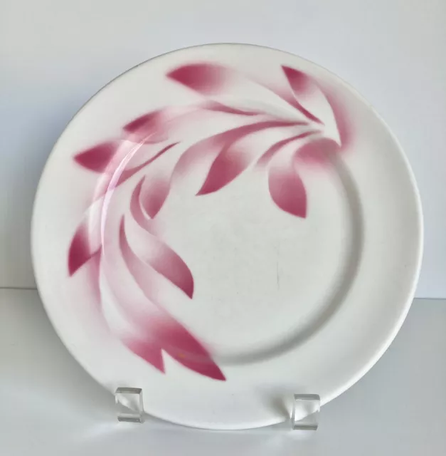 Vintage Syracuse China Airbrushed Pink Leaves Restaurant Ware Dinner Plate 9"