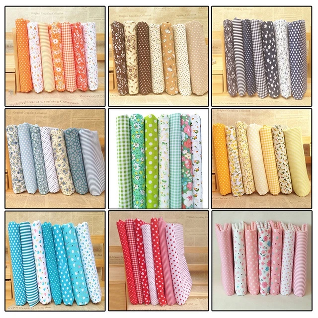 Coton tissus Arts Bricolage Coloré Kit Mouchoirs Petit Fleur 25 * 25cm 7pcs