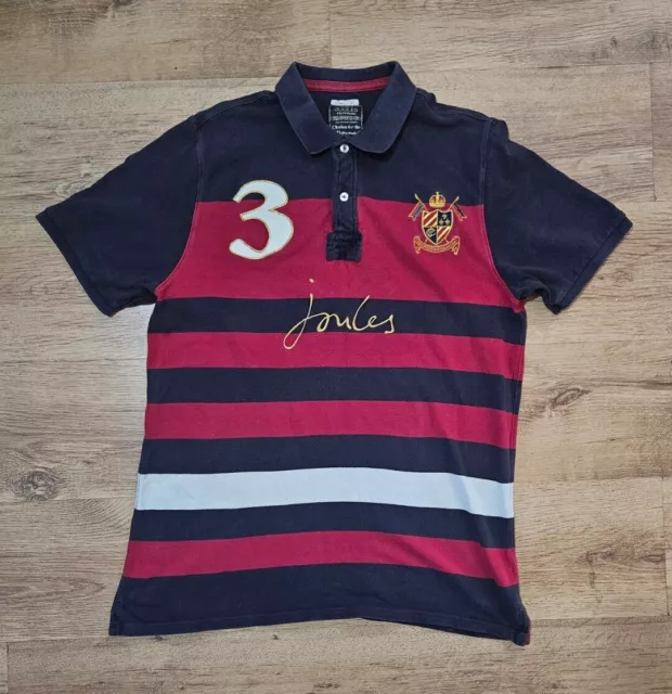 JOULES Latino Polo Club Polo Shirt Red Navy Logo Size L