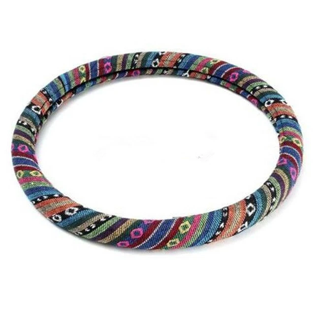 38cm Linen Car Steering Wheel Cover Natural Fiber Breathable Non-Slip Accessory