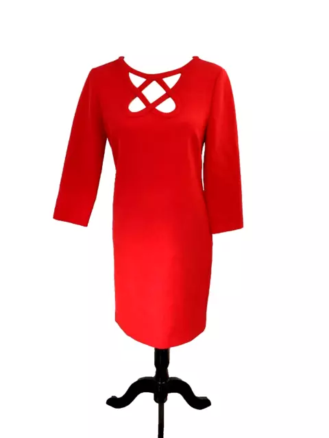 DIANE VON FURSTANBURG DVF Poppy Red Carmen Cutout Mini Sheath Dress Sz 2