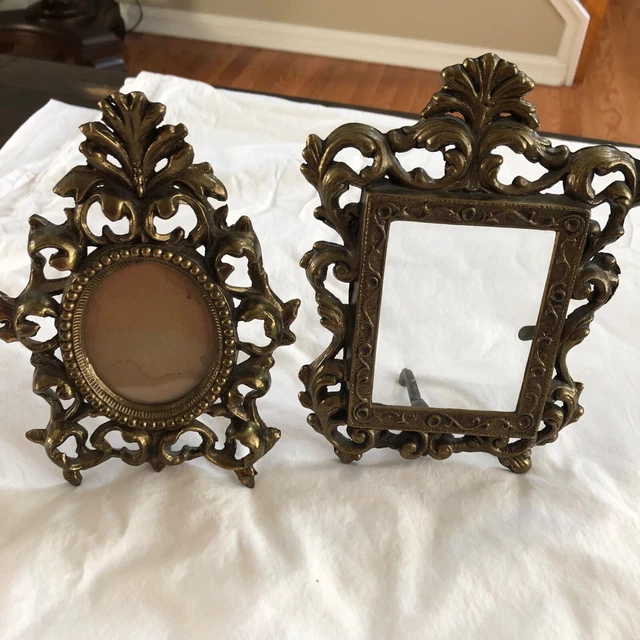 Vintage Ornate Gold Brass Picture Frame lot of 2 - National Mfg Co 7249* 7247
